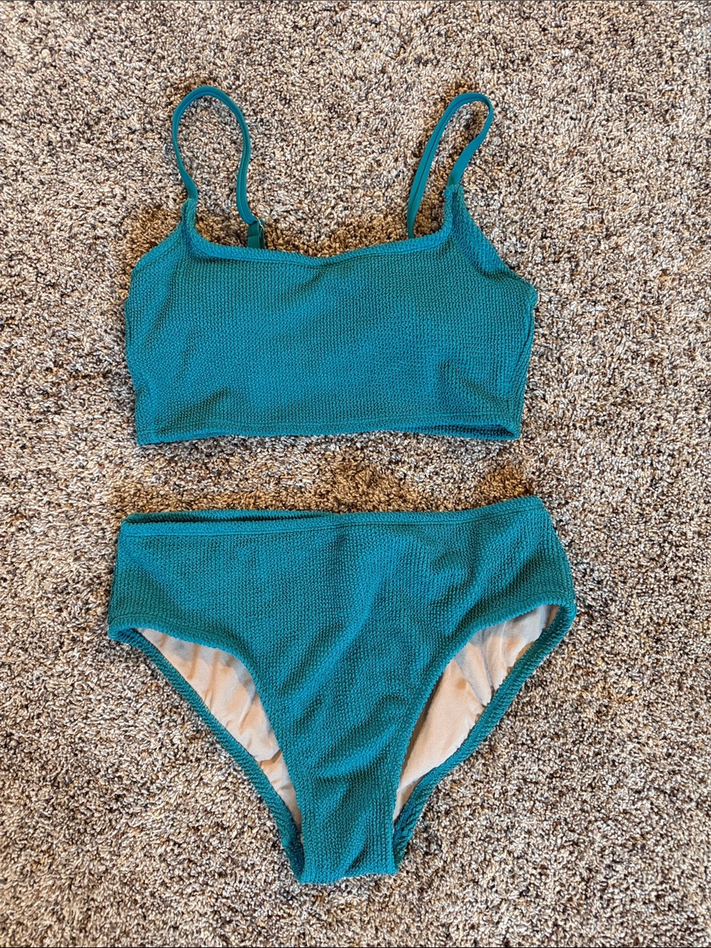Kona Sol Teal Textured Bikini Set